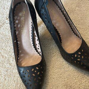 Nice Black perforated design high heel shoe size 6.5